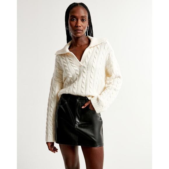 Abercrombie & Fitch Cable Notchneck Sweater Grey - S - Picture 3 of 6